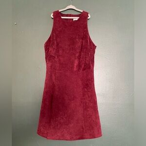 Madam Rage- Burgundy corduroy cozy high neck Sleeveless Mini Dress